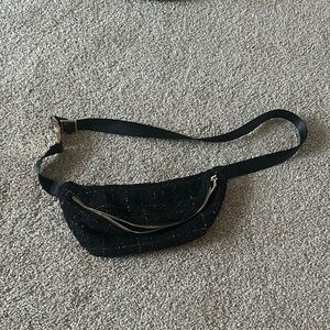 Generation Love Black Belt Bag with Gold Accents